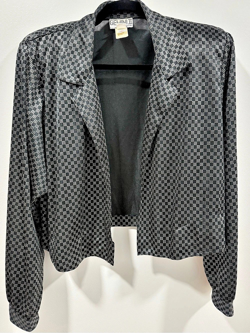 Gemini II Geometric Blazer in Black & White Size 14 Union Tag Vintage